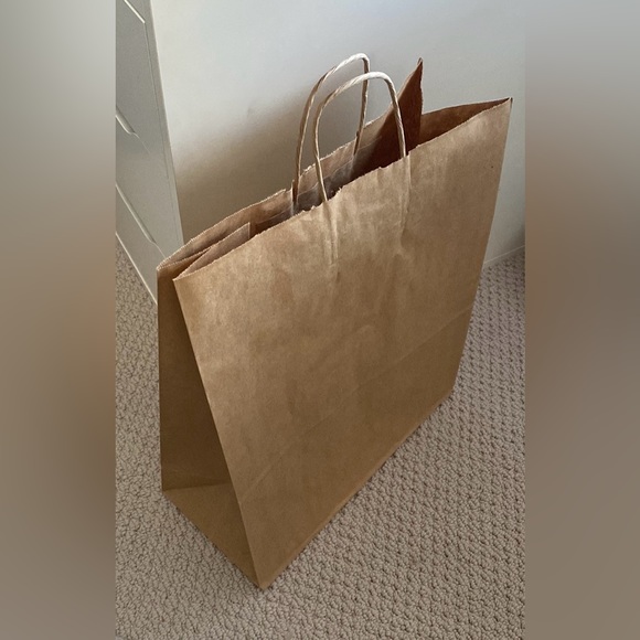 ULINE 35 Count Kraft Paper Shopping Bags 13 x 6 x 15 3/4" - Picture 1 of 3